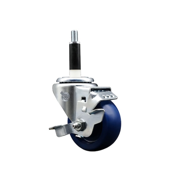 3'' Solid Poly Swivel 7/8'' Expanding Stem Caster with Brake